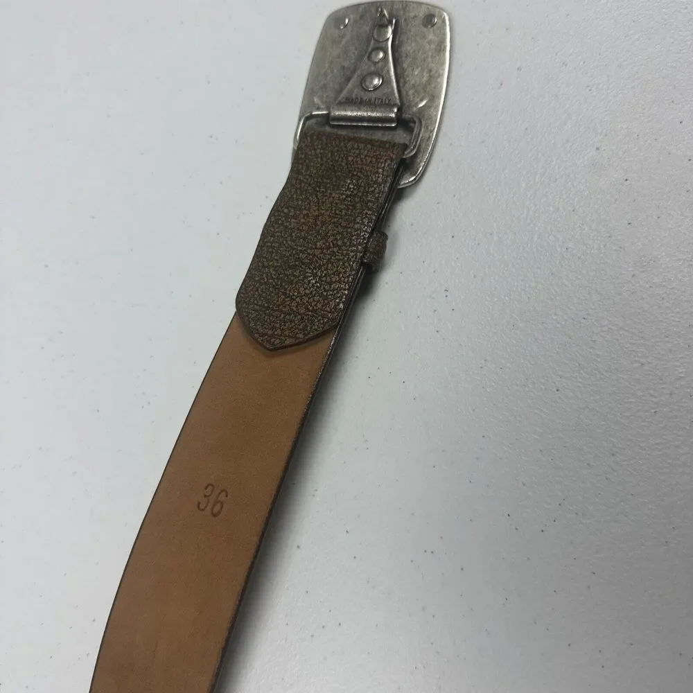 W. Kleinberg Brown Leather Belt with Silver-Tone Buckle